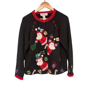 Tiara International Santa Claus Christmas Sweater 2004‎ PM Red Festive Holiday